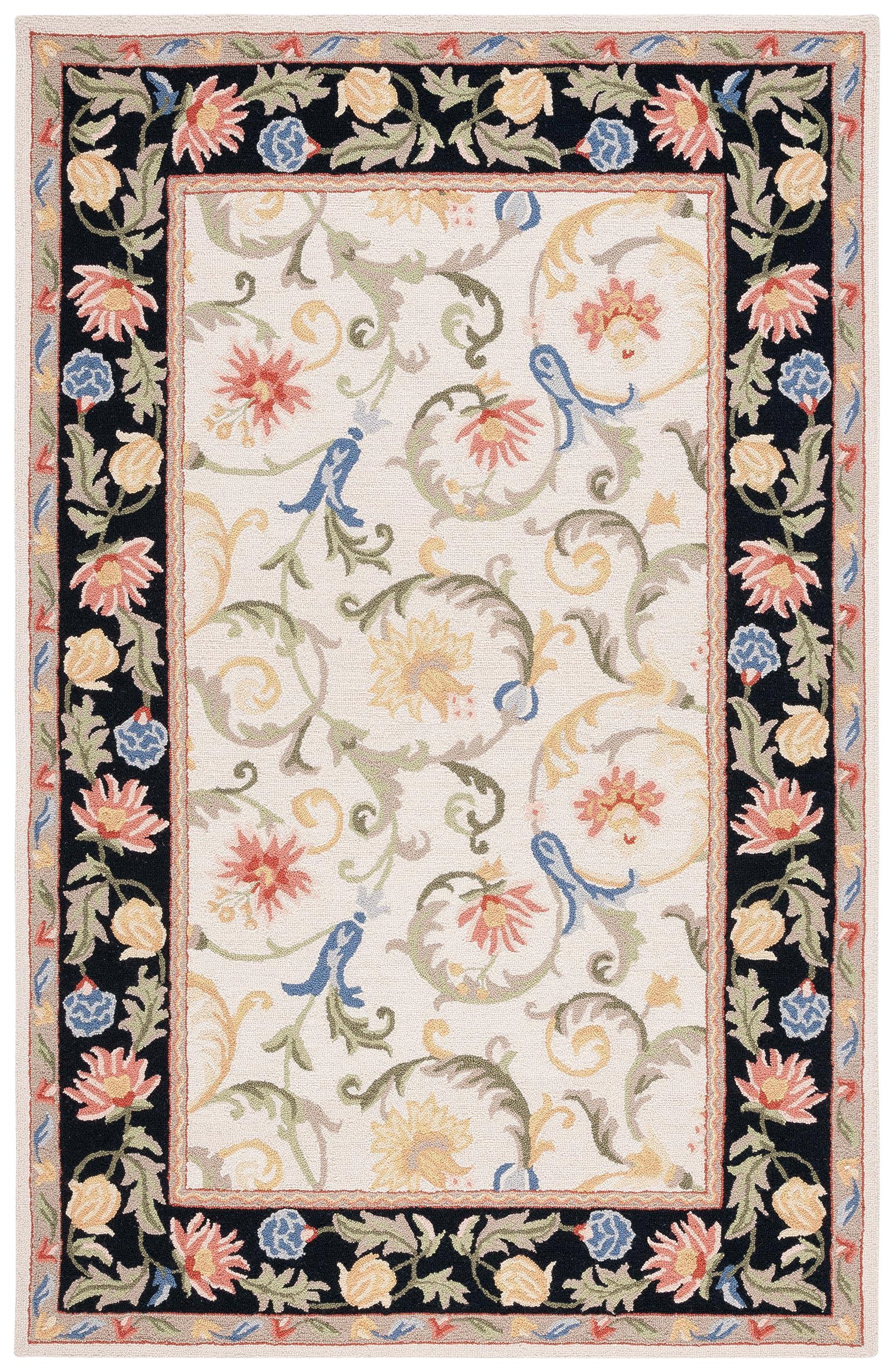 Safavieh SAFAVIEH Chelsea Collection Accent Rug - 2'9" x 4'9", Ivory & Black, Handmade Wool, French Country Design, Ideal for Living Room, Bedroom, Dining Room (HK313A-3)