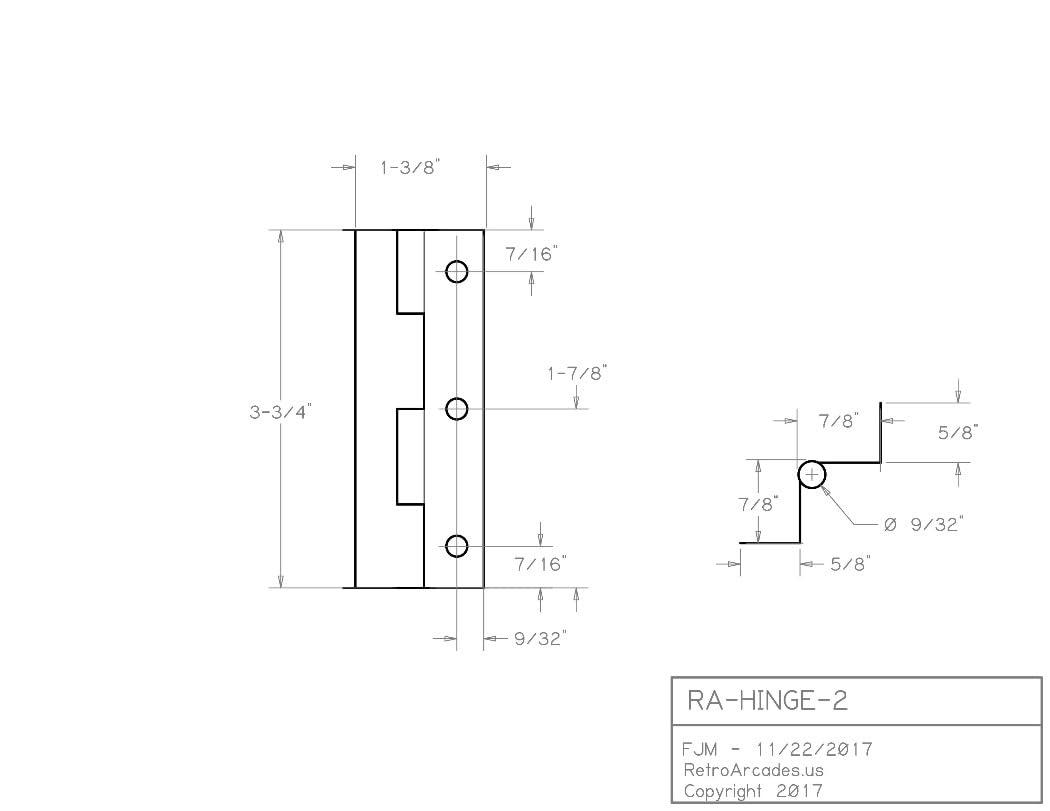 RetroArcade.us Arcade Game and Pinball Cabinet Hinge: 10 cm 4 inch, for use with 0.5 inch Board or Melamine