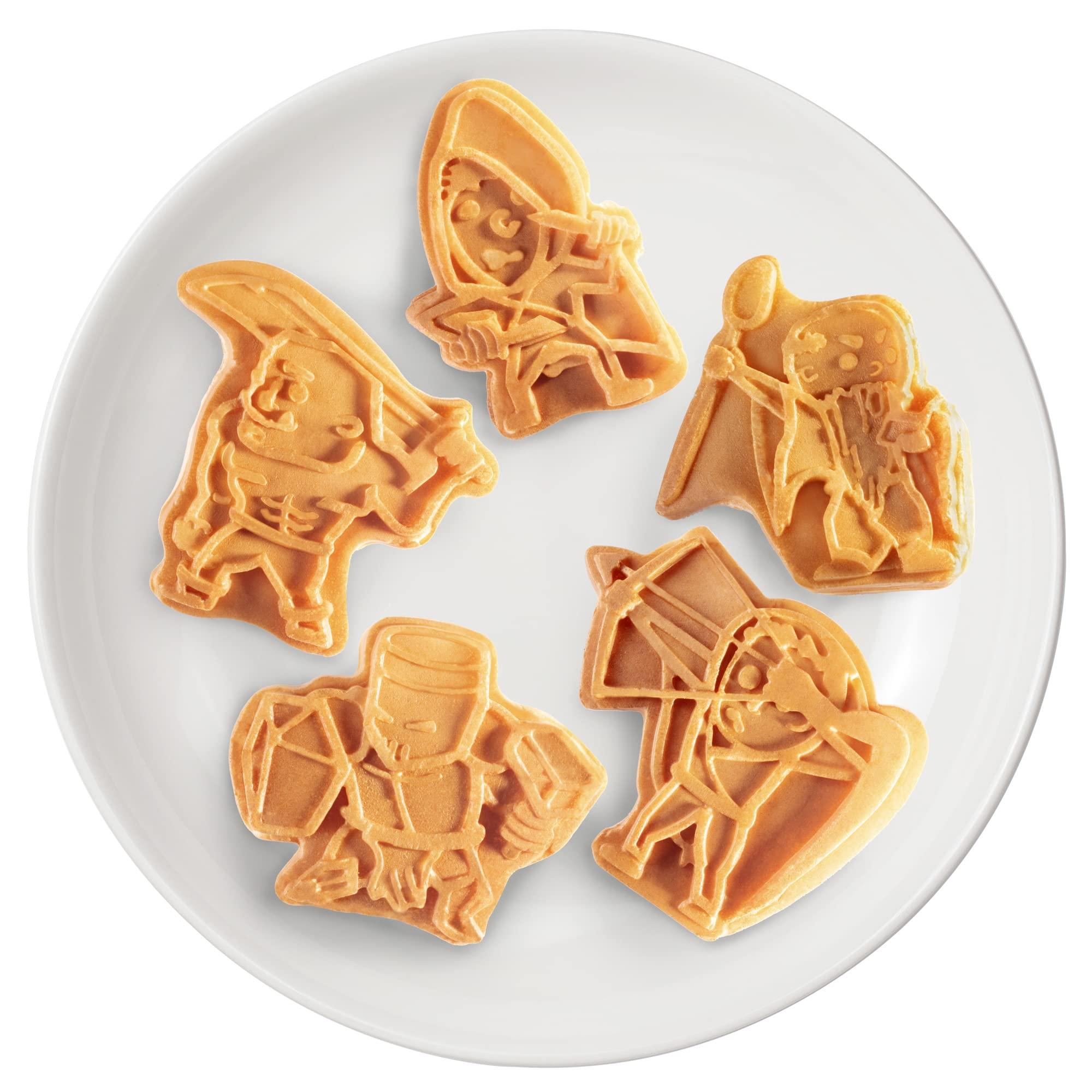 Waffle Wow! Dungeon Heroes Electric Mini Waffle Maker- Eat Wizards Fighters Clerics for Breakfast- Novelty Pancakes in Minutes, Non-Stick Fantasy Dragon Fun for Tabletop Gamers and Great Waffler Gift Idea