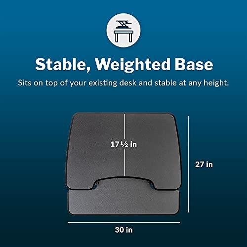 Vari Vari - VariDesk Essential 30 - Two-Tier Standing Desk Converter for Home Office - Adjustable Sit Stand Desk with 11 Height Settings - Standing Desk Riser for Monitor & Accessories - 30\" Wide, Black