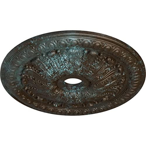 Ekena Millwork Ekena Millwork CM27TOBBS Tomango Egg & Dart Ceiling Medallion, 27 7/8\"OD x 3 7/8\"ID x 2 1/2\"P, Hand-Painted Bronze Blue Patina