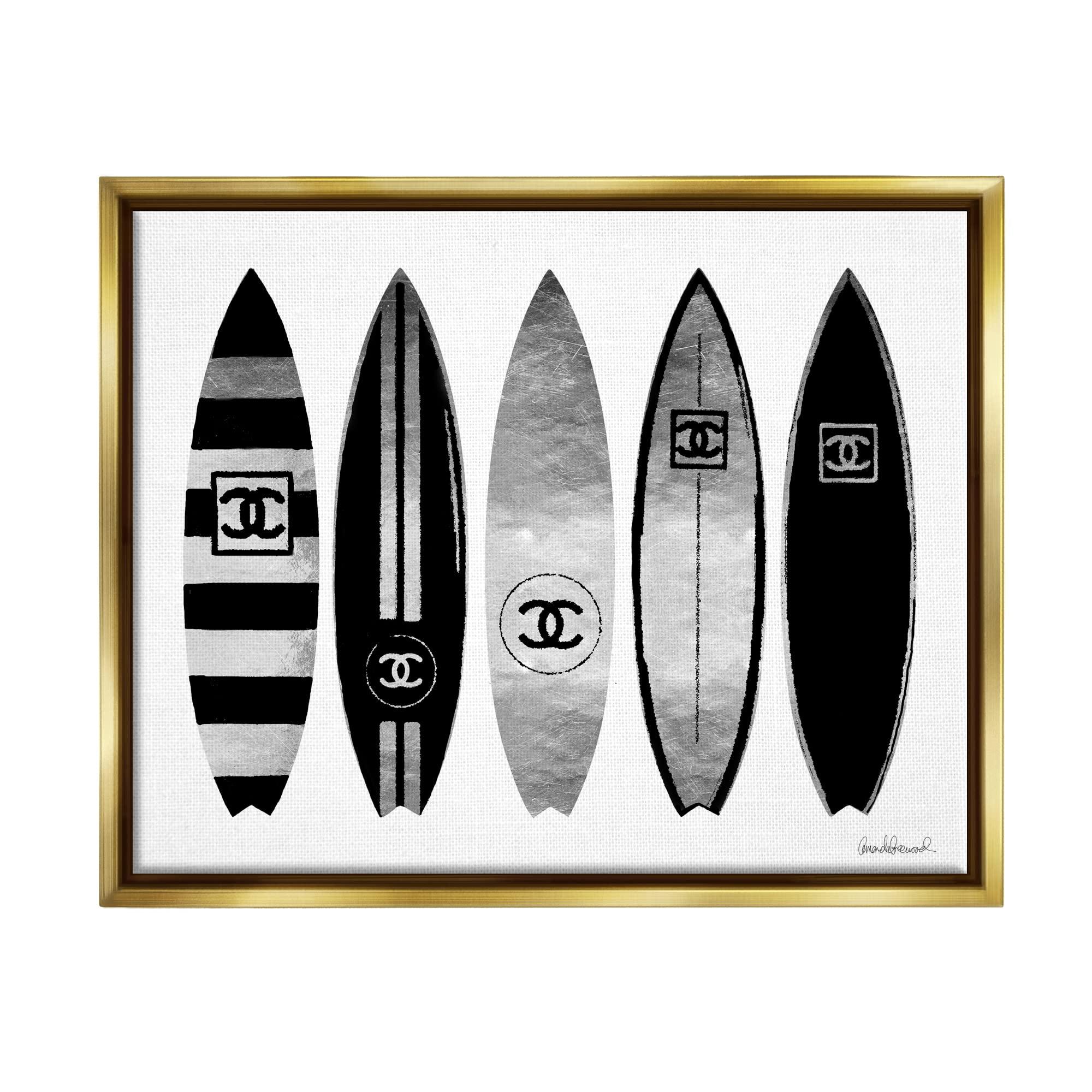 Stupell Industries Stupell Industries Fashion Designer Surf Boards Black Silver Watercolor, Design by Amanda Greenwood