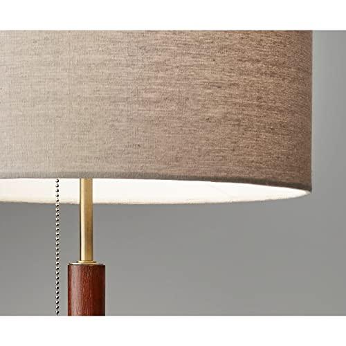 Adesso Adesso 3376-15 Hamilton Table Lamp, 26.25 in, 100W Incandescent/26W CFL, Walnut Eucalyptus Wood/Antique Brass, 1 Modern Lamp, Brown