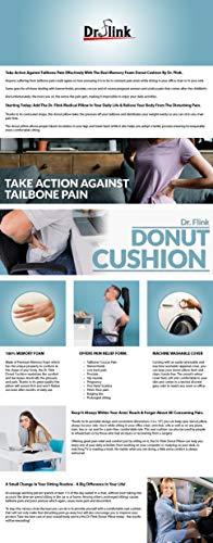 Dr. Flink Donut Pillow Hemorrhoid Seat Cushion - Orthopedic Memory Foam – Contoured Luxury Comfort, Pain Relief and Supports Prostate, Pregnancy, Post Natal Sciatica Coccyx, Surgery & Tailbone Pressure Dr Flink