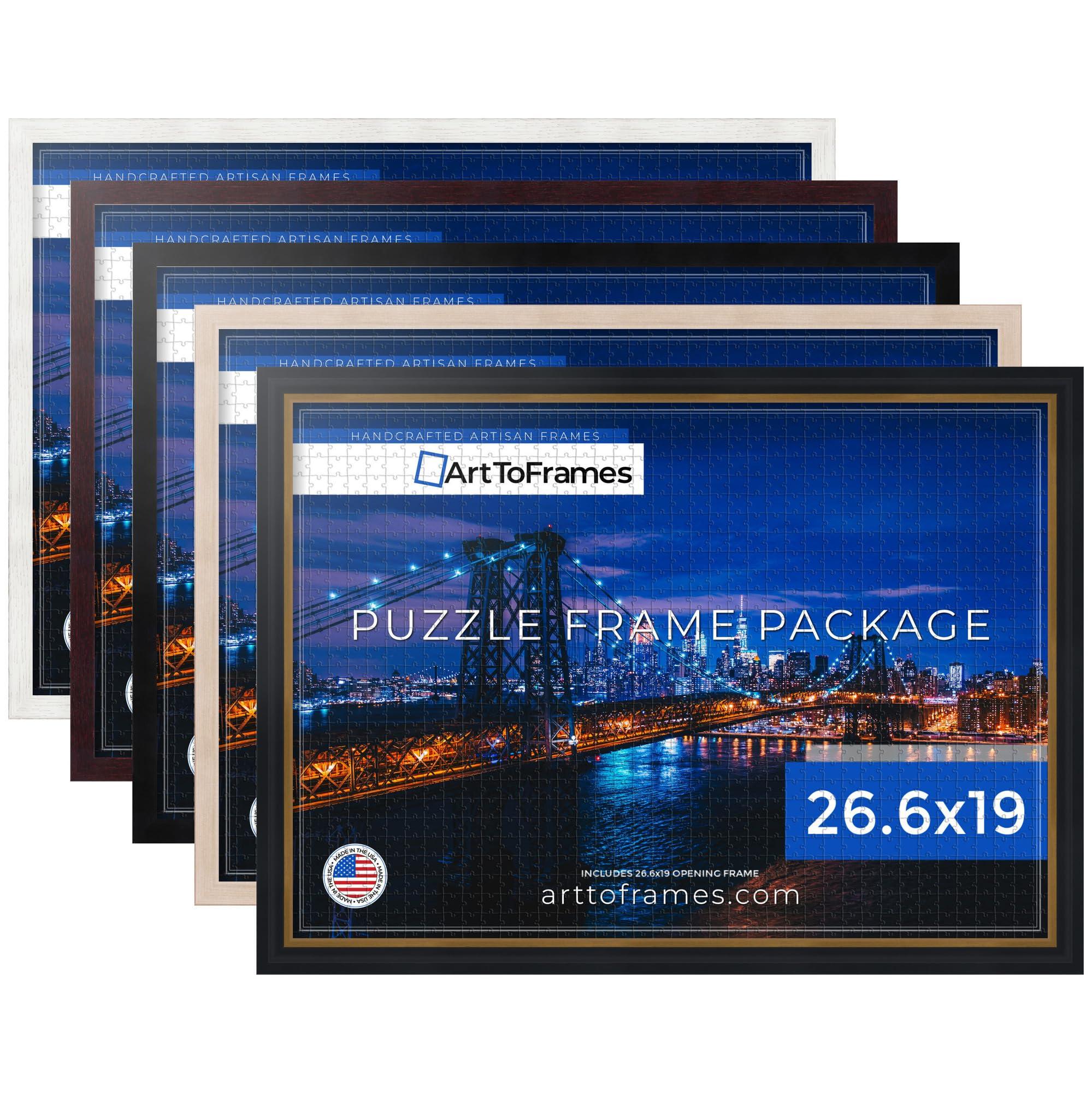 ArtToFrames ArtToFrames 26.6x19 INCH/68x48 CM White Frame for 1000 Piece Puzzles.This 0.81 Inch Custom Wood Puzzle Frame is White Stain - Comes with Economy Acrylic (Puzzle0066-81784-YWHT-26.6x19)