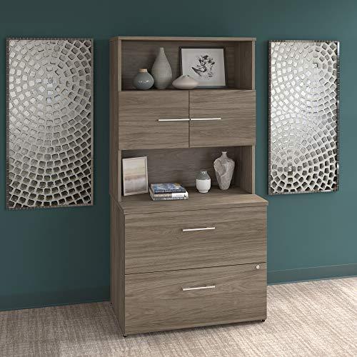 Bush Furniture Bush Business Furniture Office 500 2 Drawer Lateral File Cabinet with Hutch, 36W, Modern Hickory
