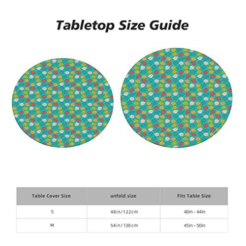 NJZOXR NJZOXR Round Fitted Table Cloth Cover Elastic Edged Fitted Table Cloths Cover Mat Colorful Abstract Leaves Art Fits up 40\"-44\" Diameter Tables