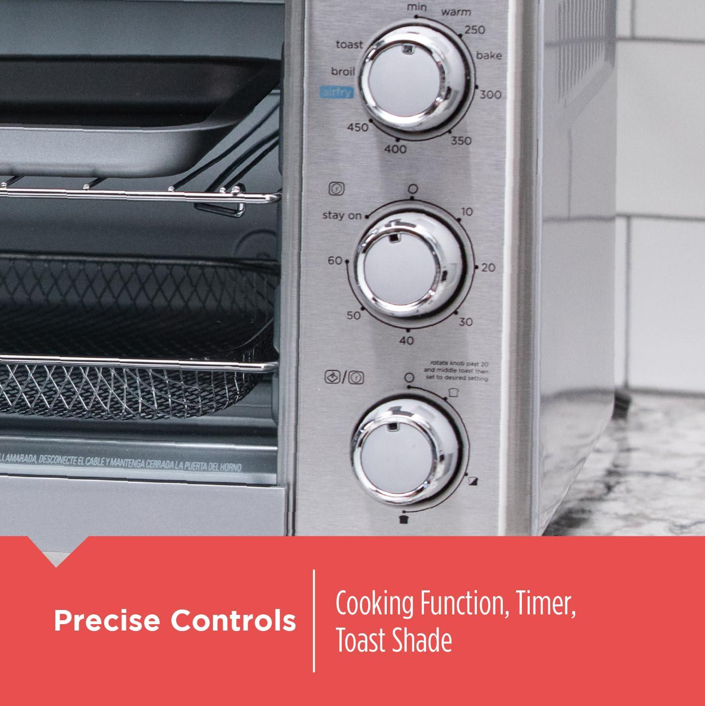 BLACK+DECKER BLACK+DECKER Crisp \'N Bake Air Fryer Toaster Oven, 5 in 1 Countertop Convection Oven to Bake, Broil, Air Fry, Toast or Keep Warm, Large Capacity Fits a Whole Pizza or 6 Slices of Toast