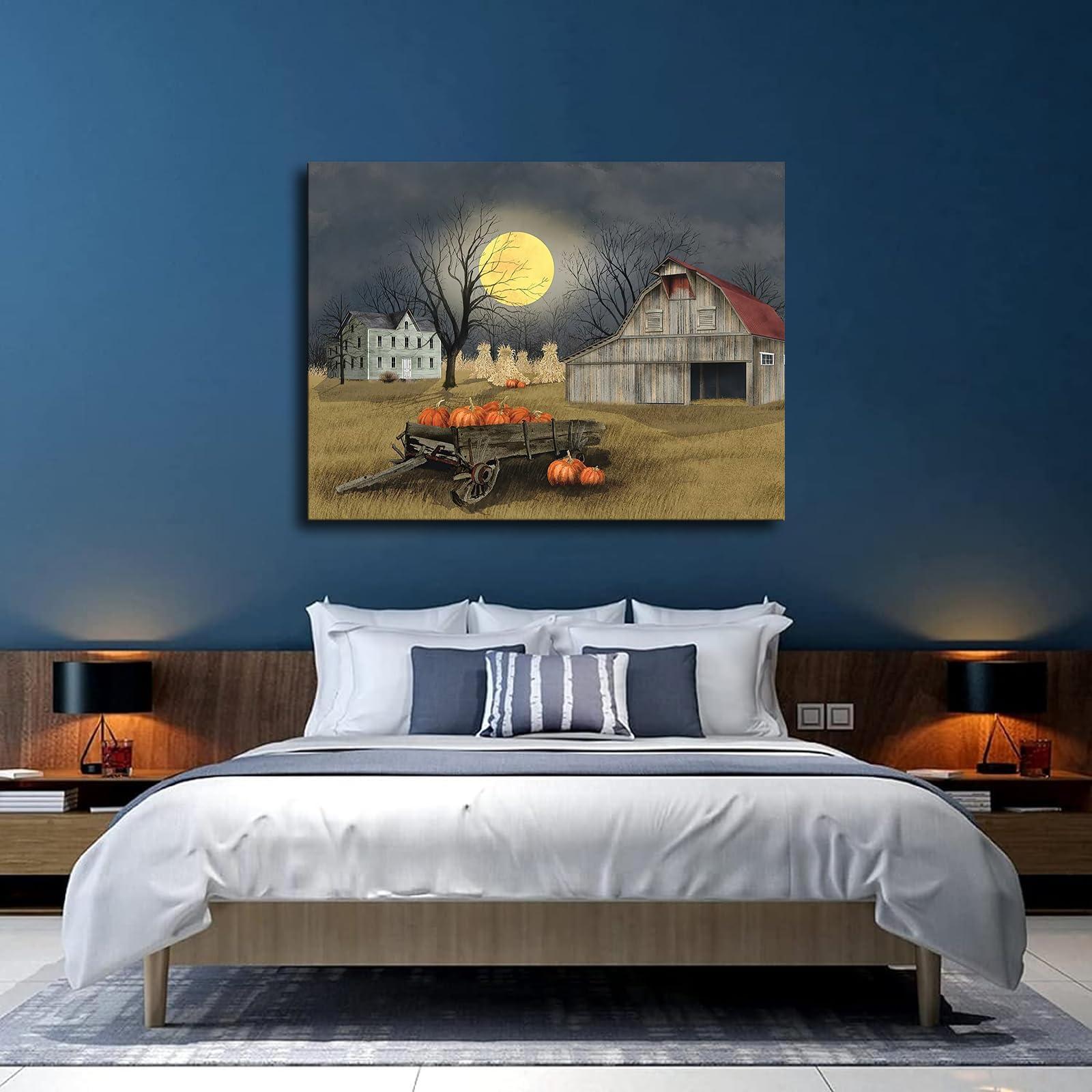 AuLYn AuLYn Harvest Moon By Billy Jacobs Poster Canvas Print Modern Office Living Room Bathroom Decor Wall Art Gift (Unframed,2030inch)