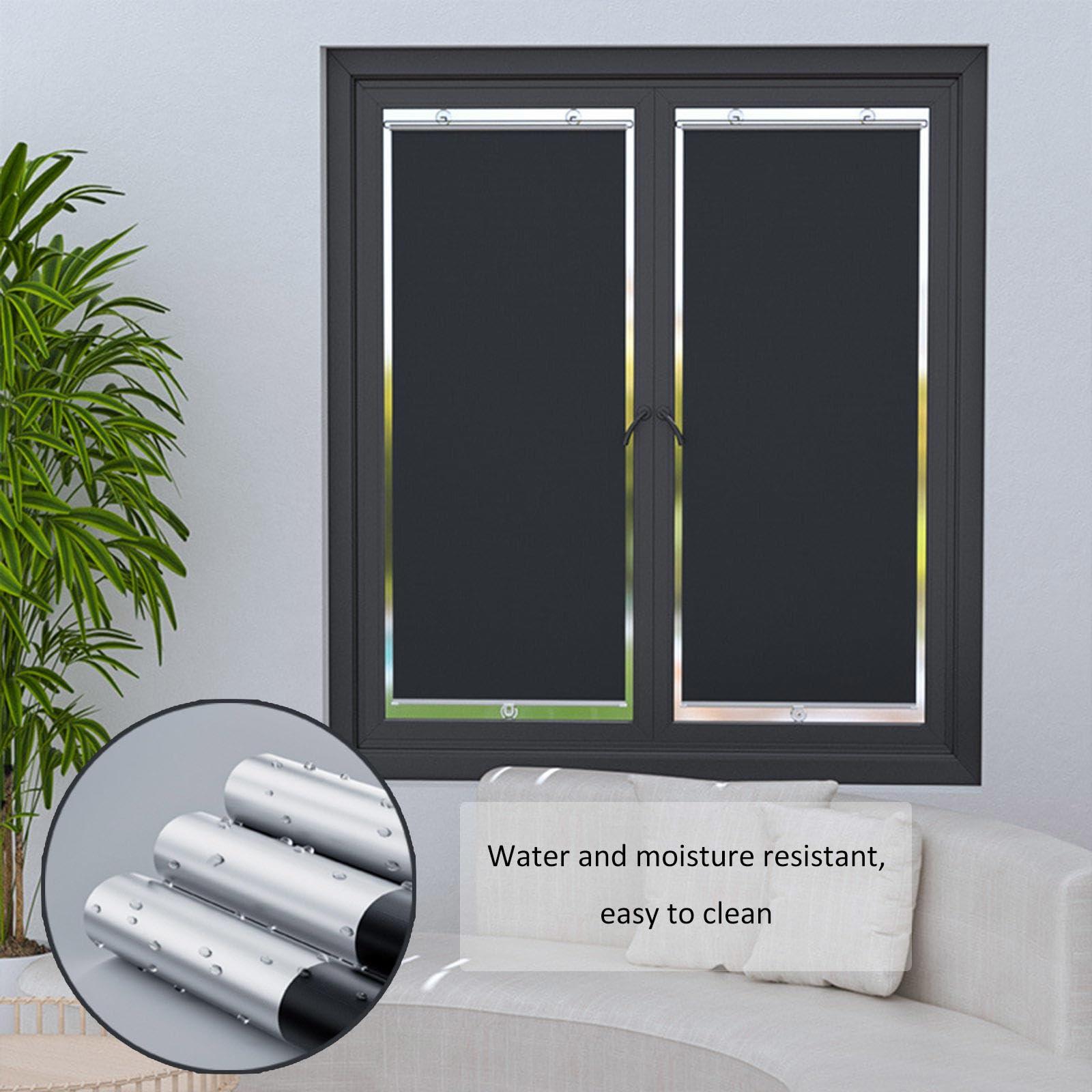 Jolan Blackout Roller Blinds No Drilling,Sunscreen Sunshade Window Roll Up Shades with Suction Cups,Privacy Curtains,Temporary Blinds Black,Retractable Sun Shades,Customisable,WH-80 * 160cm(31 * 63in)
