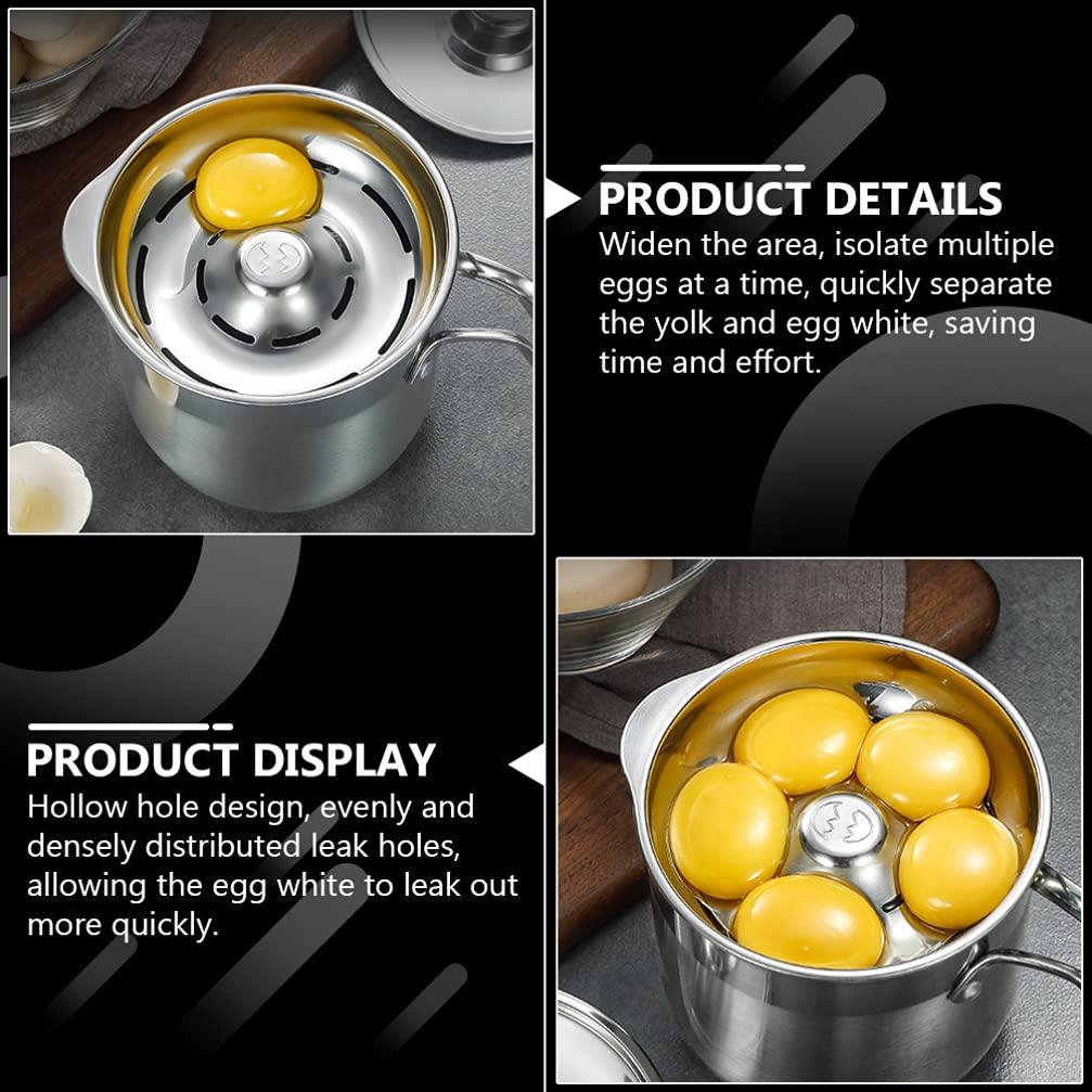 MARURY Egg Separator Egg Yolk White Separator Tool with Lid, Food Grade Egg Divider Stainless Steel Egg Sieve Kitchen Gadget Cooking Baker Tool Egg Extractor