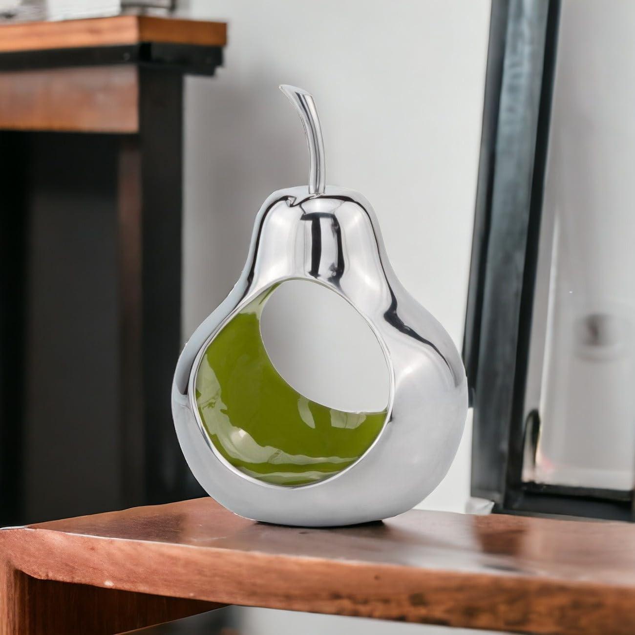 HomeRoots HomeRoots Pear Shaped Aliminum Cast Decorative Accent Bowl In Green Intrior