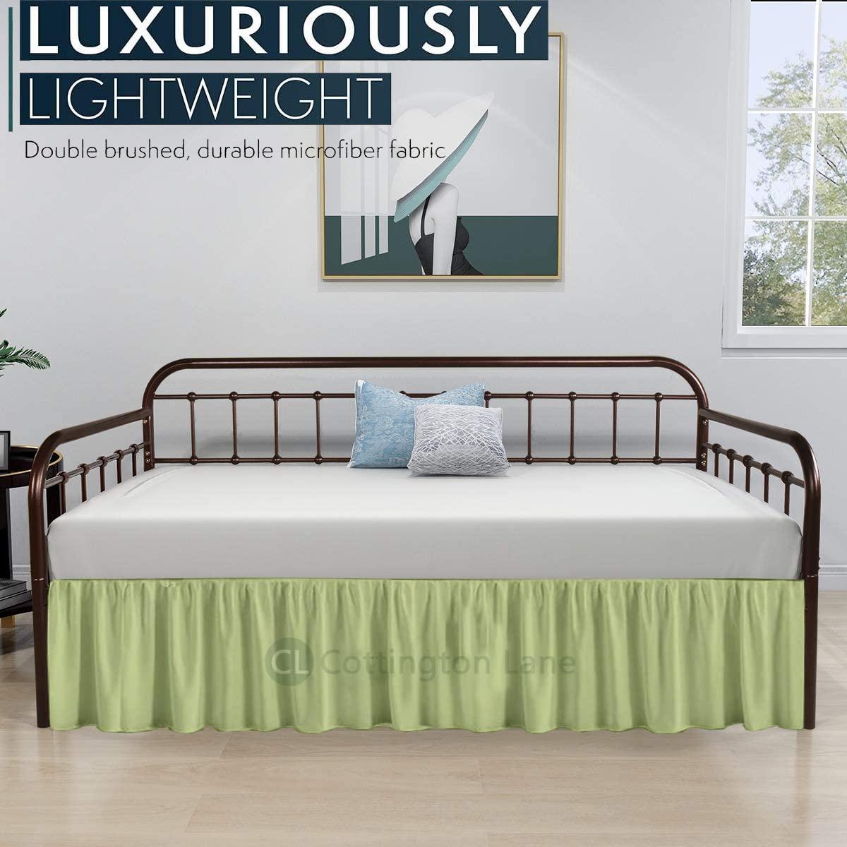 Cottington Lane Daybed Skirt with Split Corners Twin - Daybed Dust Ruffle Split Corners 18 inch Drop - Bed Skirts for Day beds - Microfiber Bed Sofa Daybed Skirt for Living Room Guest Room - Sage Daybed Skirt