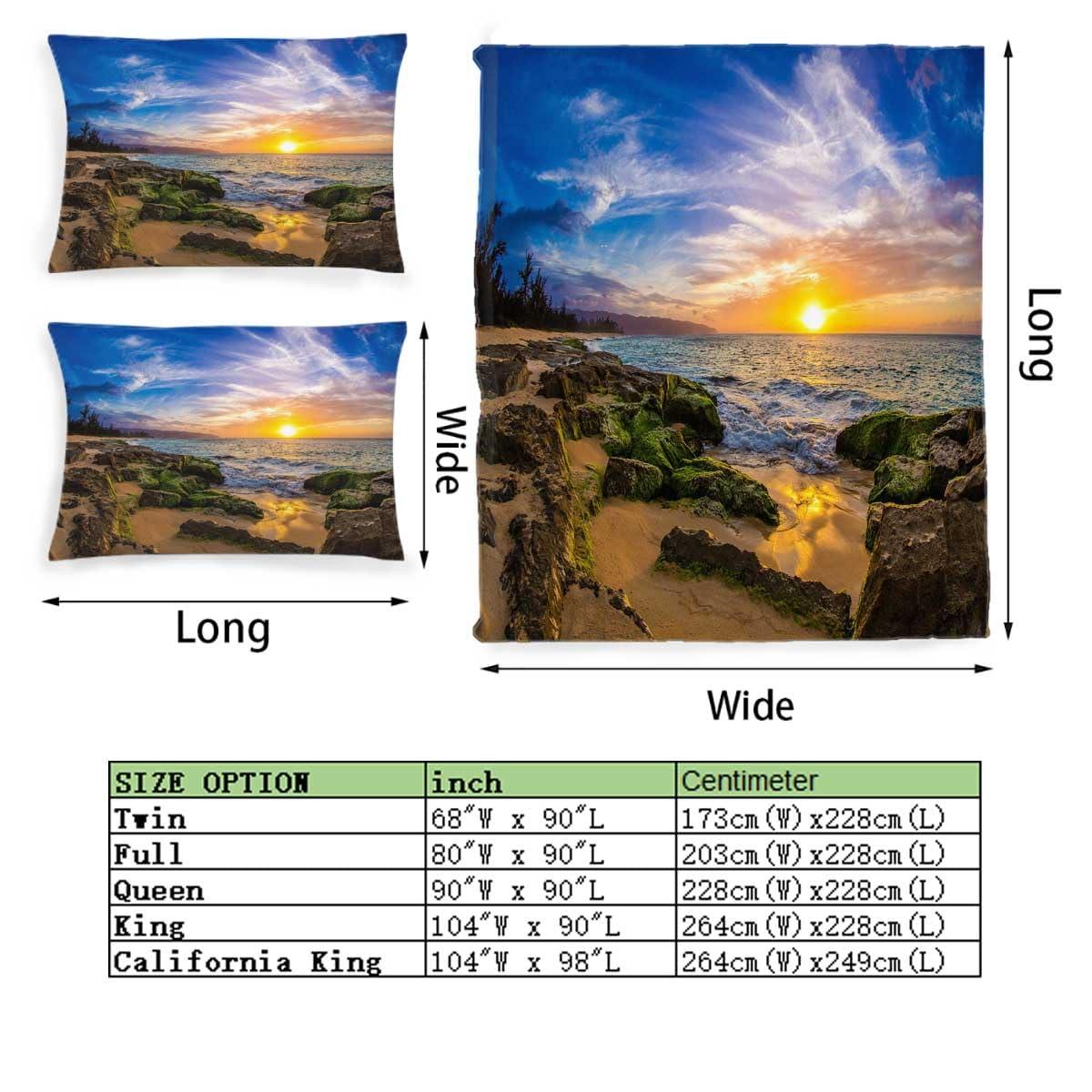 YANFENQI YANFENQI Queen Size Heavy Duvet Cover Sea and Sky Landscape Mid Century Modern Bedding for Kids Teens Adults (Queen,90\" W X 90\" L)