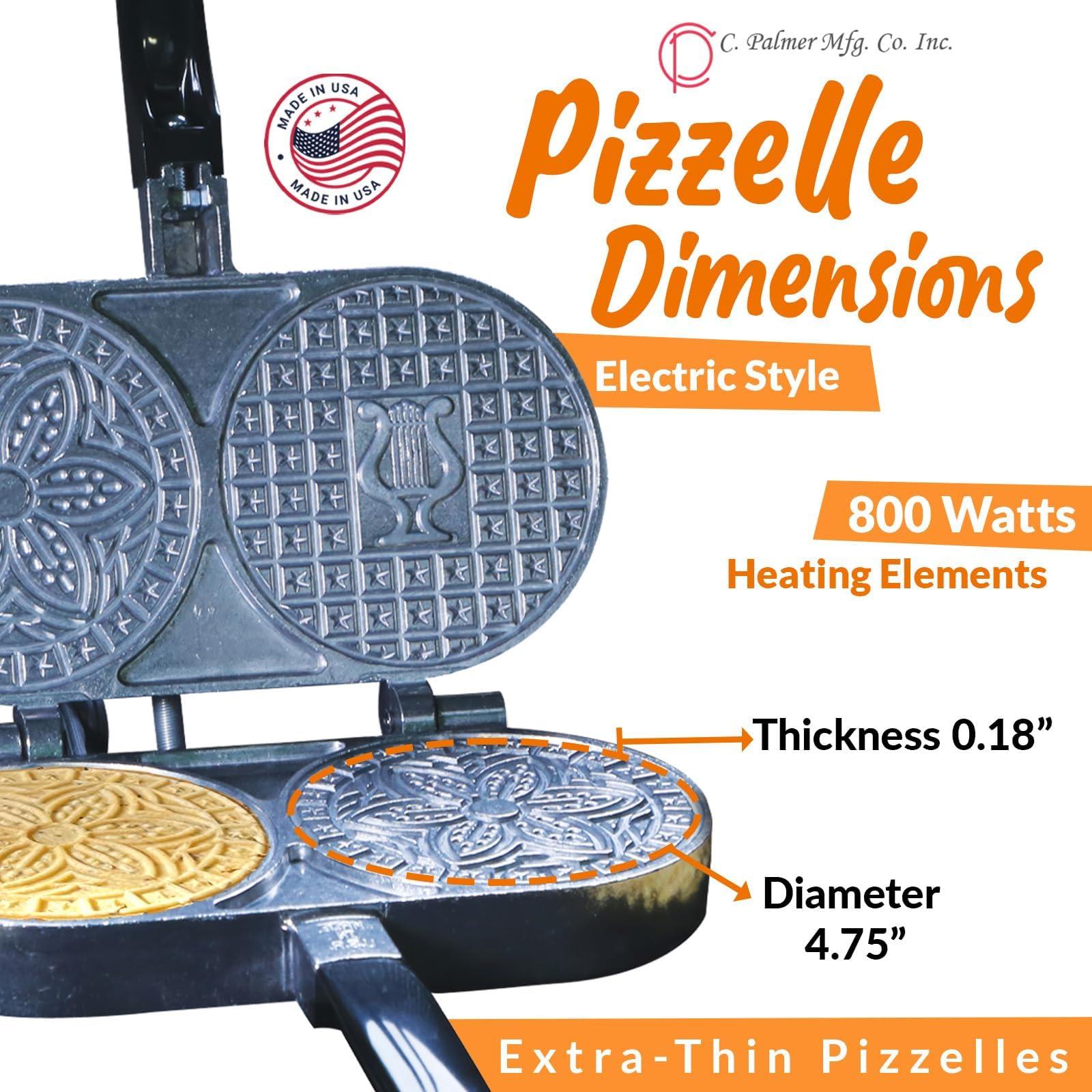 C. Palmer Manufacturing C. Palmer Extra Thin Pizzelle Iron, Model 7500, Electric Pizelle Maker, Made in America