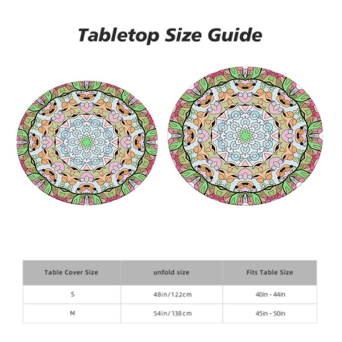 OOzie OOzie Light Pink White Fitted Tablecloth Round Eastern Traditional Floral Pattern Wooden Boards Oil Proof Waterproof Tablecloth for Picnic Party Floral Spirals Fits up 40\"-44\" Diameter Tables