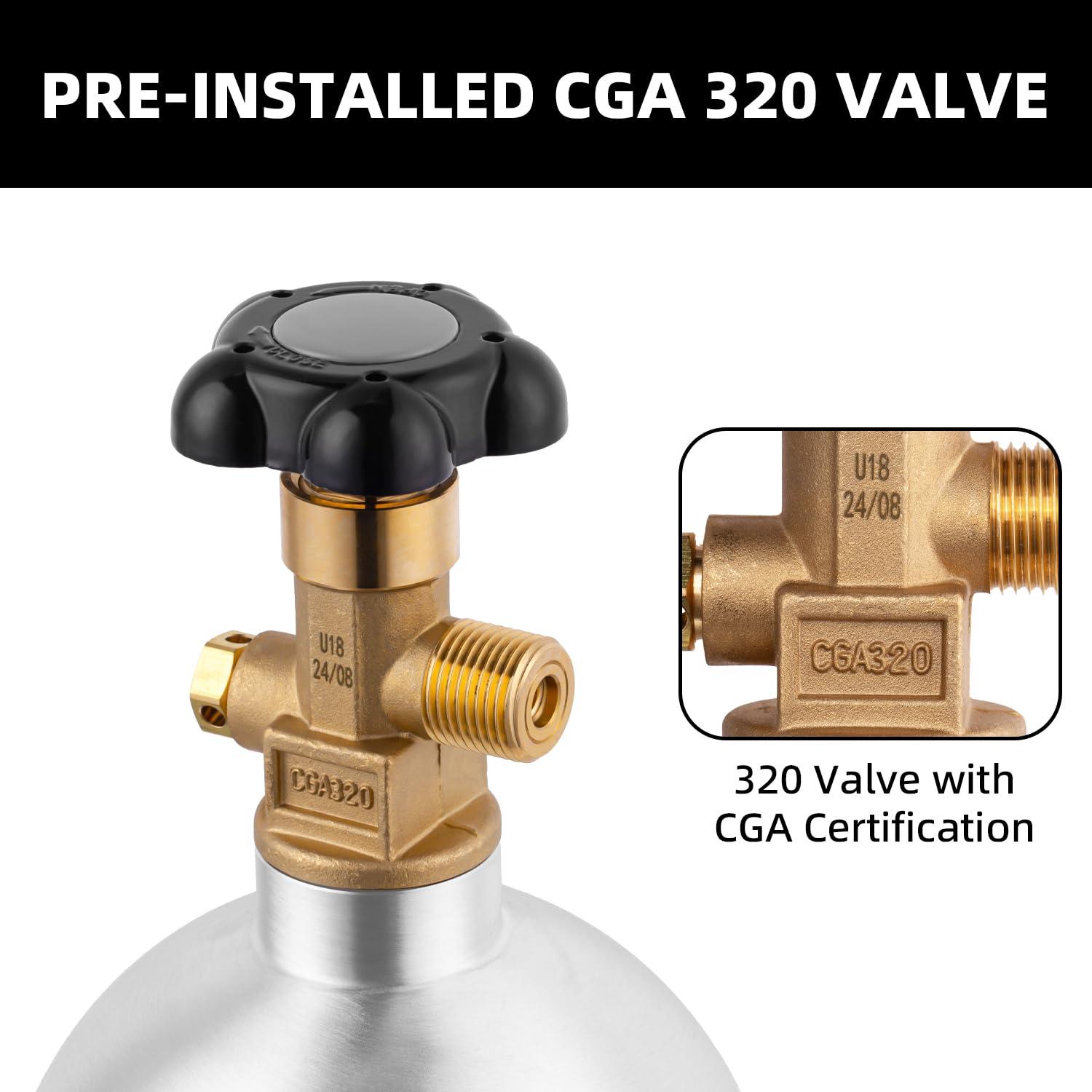 TMCRAFT TMCRAFT 10lb CO2 Tank, High Strength Aluminum Alloy Cylinder with CGA-320 Valve, DOT Approved Cylinder for Kegerator kit and Draft Beer Dispensing