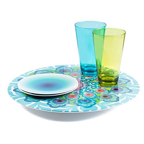 French Bull French Bull Lazy Susan Round Rotating Melamine Kitchen Pantry Cabinet Tableware Organizer-Platter, Turntable, Serving, 15-inch, Raj