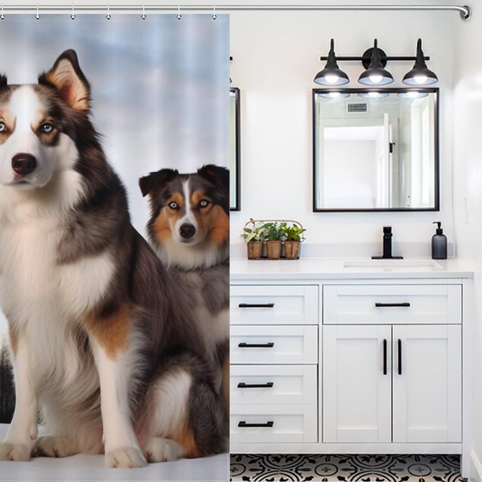 LXTDPBK LXTDPBK Shower Curtain Waterproof Bathroom Shower Curtains Dogs Heavy Duty Shower Curtain Liner with 12 Plastic Hooks Fabric Shower Curtains for Showers Bath Tubs 72\'\' X 72\'\'