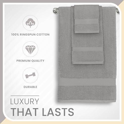 Martex Martex 6-Piece Luxury 100% Cotton Towel Set | Quick Dry | Super Absorbent | Super Soft 100% Ringspun Cotton Towels | 2 Bath Towels | 2 Hand Towels | 2 Wash Cloths | Silver