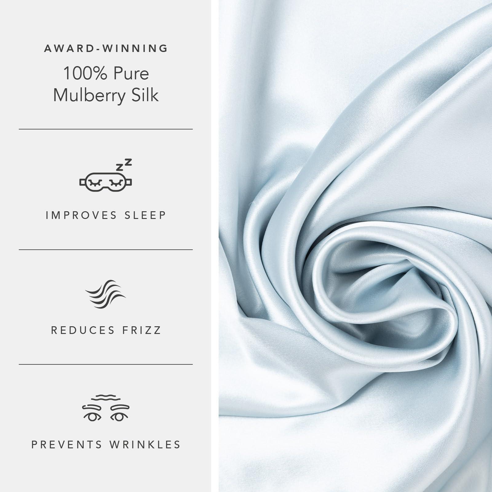 Fishers Finery Fishers Finery 25mm 100% Pure Mulberry Silk PillowcaseGood Housekeeping Winner (Blue, Queen 2 Pack)