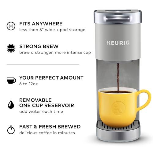 Keurig Keurig K-Mini Plus Single Serve K-Cup Pod Coffee Maker, with 6 to 12oz Brew Size, Stores up to 9 K-Cup Pods, Travel Mug Friendly, Studio Gray
