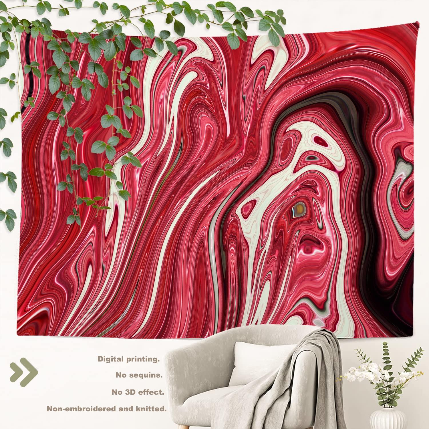 BaoNews BaoNews Red Abstract Marble Tapestry,Art Texture Abstract Large Wall Hanging Polyester Tablecloths Tapestry Bedroom Room Living Room Dorm 39.4 x 59.1 Inches