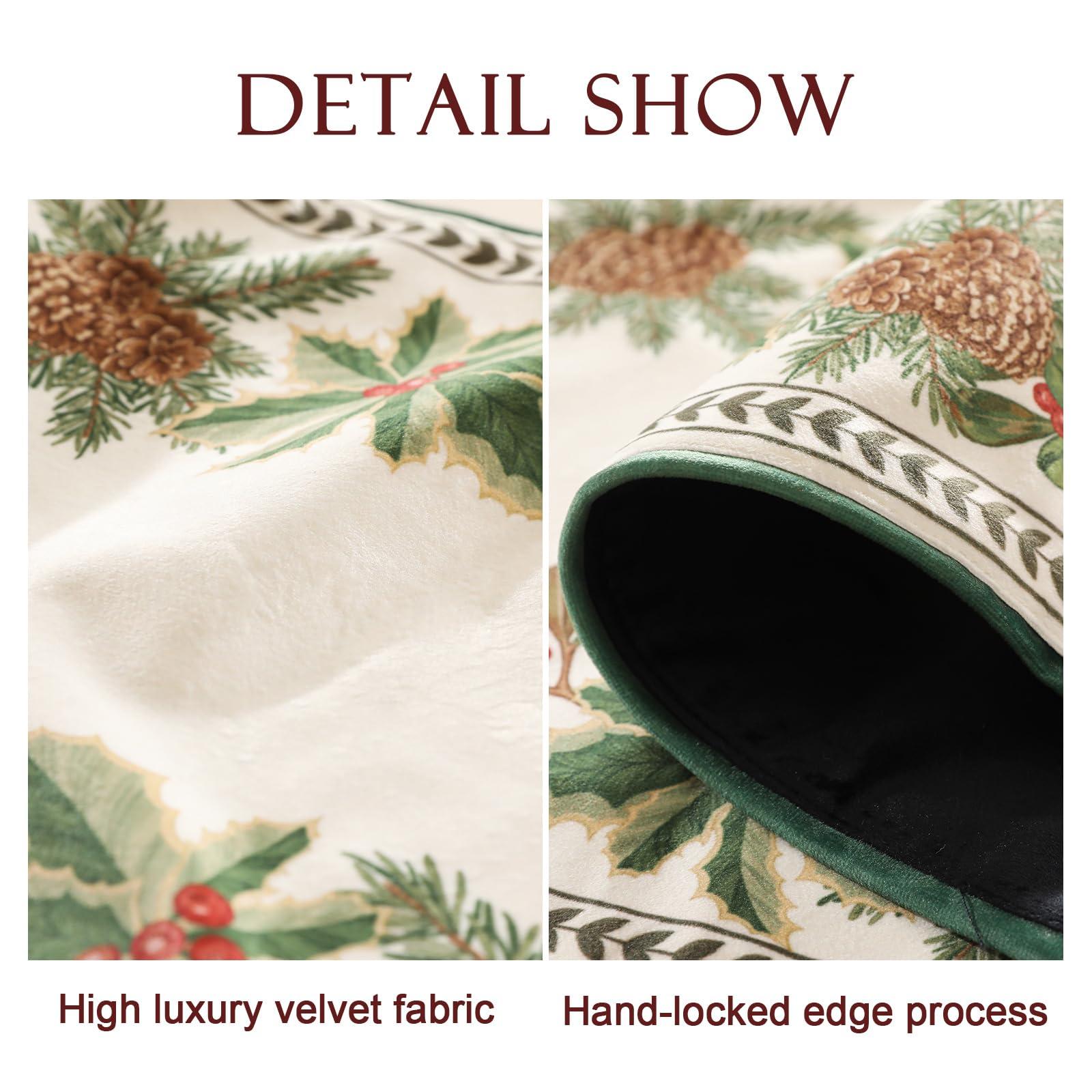 ISAENNE ISAENNE Designer Luxury Velvet Table Runner 118 Inches, Farmhouse Pine Cone Pattern Table Runners for Dining Tables, Decoration for Thanksgiving,Parties,Christmas,Banquet,New Year,16\"x118\"