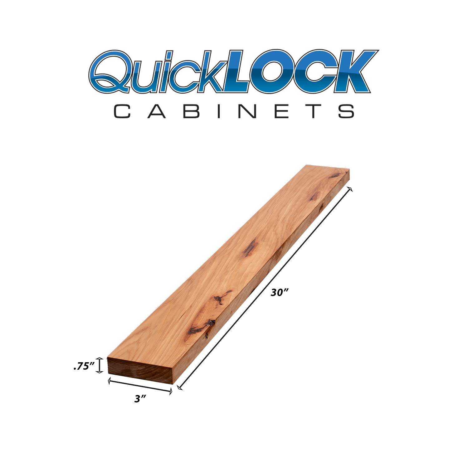 Quicklock Cabinets Quicklock RTA (Ready-to-Assemble) 30" Tall Wall Kitchen Cabinets - Shaker Style | 100% Hardwood | Made in America | Soft Close Hardware (Rustic Hickory, .75" D x 3" W x 30" H Filler)