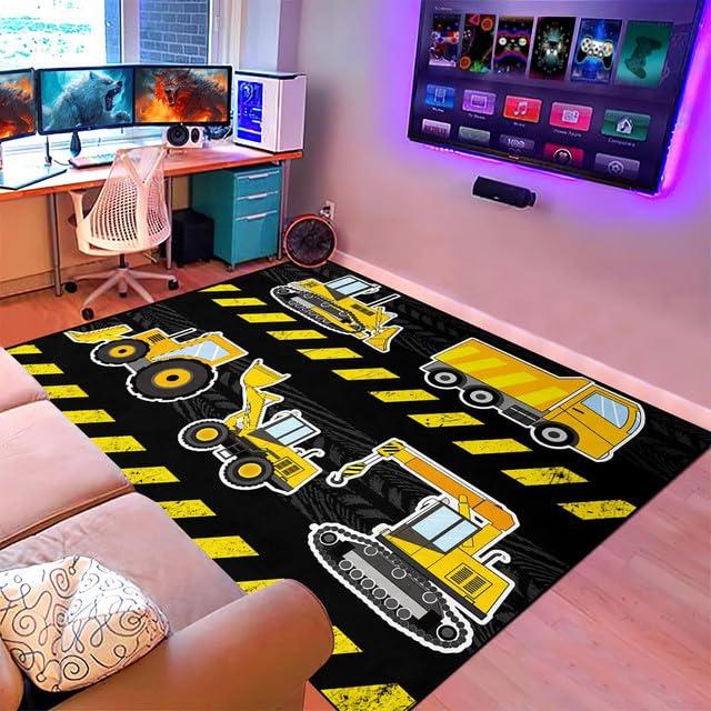 CDIWIDH Construction Rug for Boys Room - Cars Rugs for Kids Room, Construction Play Rug Car Carpet Kids Car Mat for Kids Toy Truck Rug Kids Rugs for Bedroom Boys Rug for Playroom 4.5x6 Feet