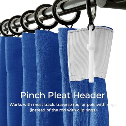 TWOPAGES TWOPAGES Linen Textured Room Darkening Curtain 72 Inches Long, Royal Blue Pinch Pleated Window Curtain Drape Panel for Patio Door Dining Room Kids Room, 1 Panel