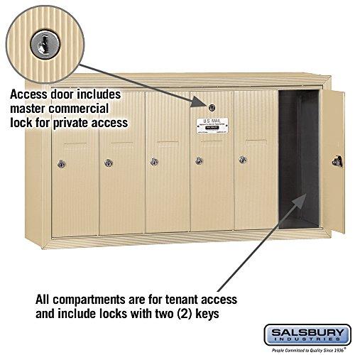 Salsbury Industries Salsbury Industries 3506SSP Surface Mounted Vertical Mailbox with Master Commercial Lock, Private Access and 6 Doors, Sandstone