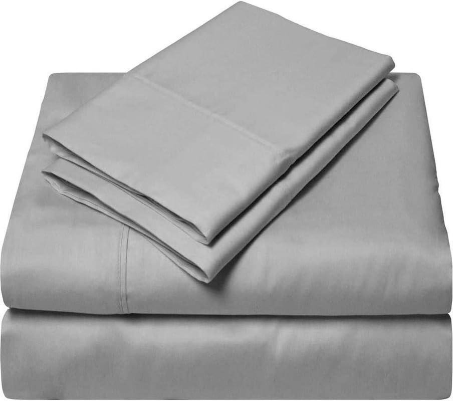 Sea Monk Twin (39x75) Size Sheet Set - 800 Thread Count Egyptian Cotton Sheets Set- 18\" Inch Deep Pockets - Extra Long Staple Cotton 4 Pc Sheet Set, Sateen Weave (Light Gray, Twin_39x75)