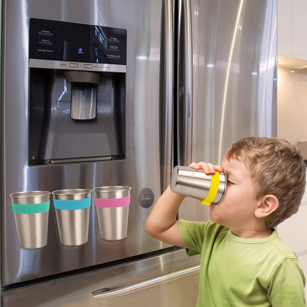 SOPHICO SOPHICO Magnetic Hanging Cups for Toddlers Kids and Adults, Hanging Cup on Fridge or Watercooler, for Independent Drinkers (MIX-12oz, Stainless Steel)