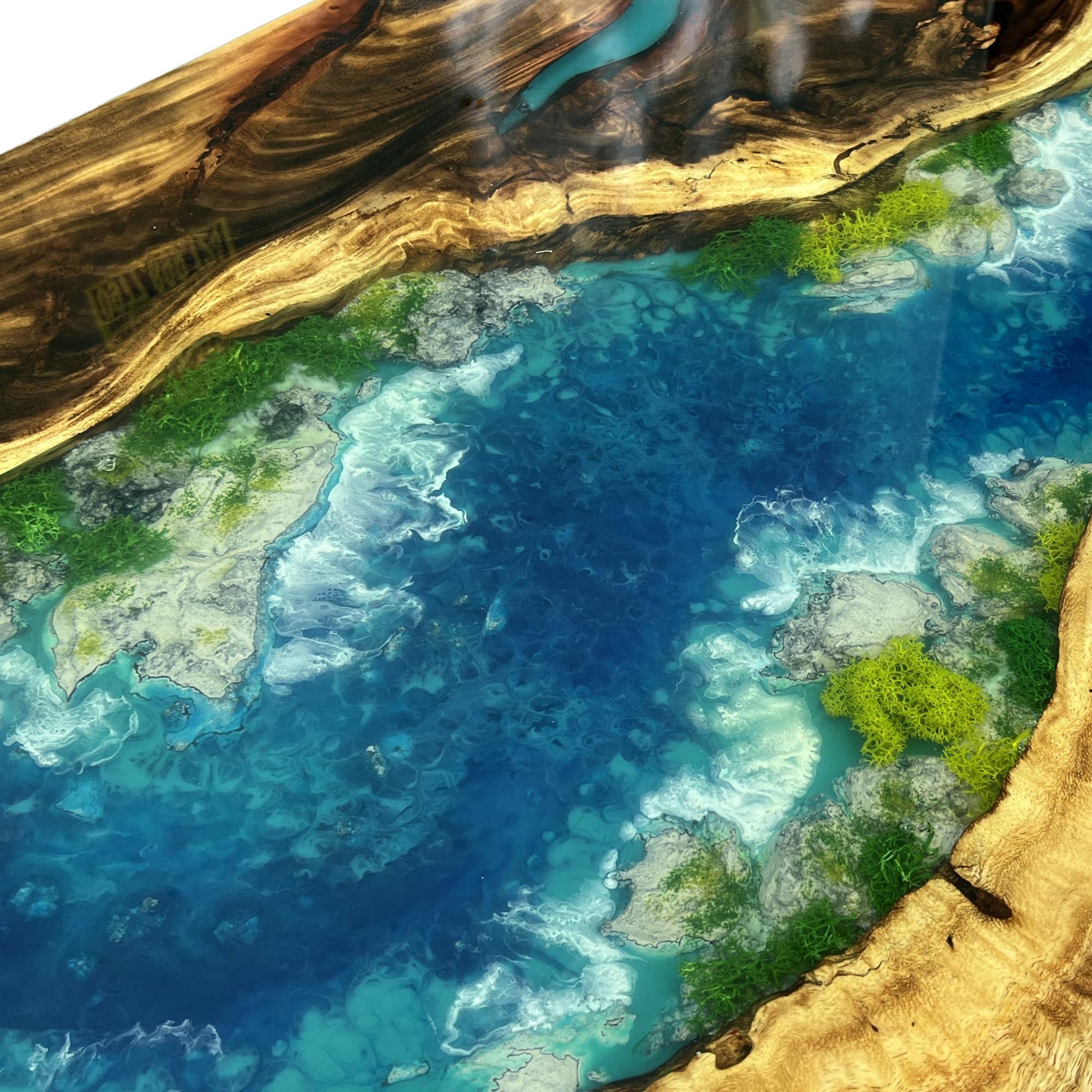 Generic Customized Breathtaking Scenery Epoxy Resin Table, Handmade Live Edge Epoxy Resin Dining Table Top, Coffee Table, Living Room Table, Kitchen Table, Custom Craft Table (24x36 inch)