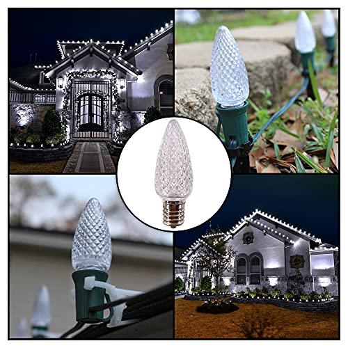 MIK Solutions MIK Solutions C9 LED Bulb (Pack of 25) Cool White Replacement Christmas Light Bulbs Faceted Retrofit Candle Shape Commercial Grade E17 Socket Roof Lights Bulbs