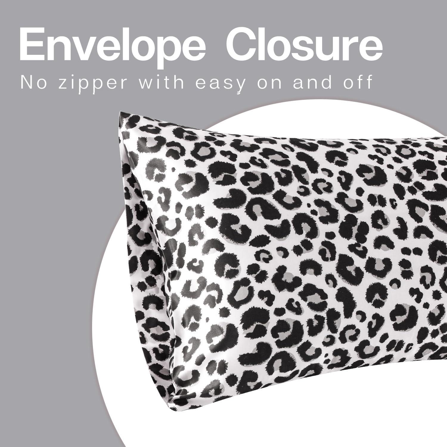 MR&HM MR&HM Satin Pillowcase for Hair and Skin, Silk Satin Pillowcase 2 Pack, Standard Size Pillow Cases Set of 2, Silky Pillow Cover with Envelope Closure (20x26, White Leopard)