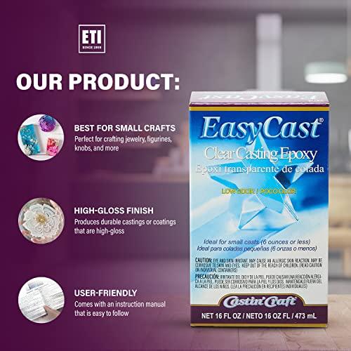 ETI Environmental Technology EasyCast Crystal Clear Casting Epoxy Mix (2-Part Kit) For Coating of Small Arts & Crafts, Wood, Jewelry Making | Low Odor & Solvent Free | 8 oz Resin + 8oz Hardener (16 ounce)