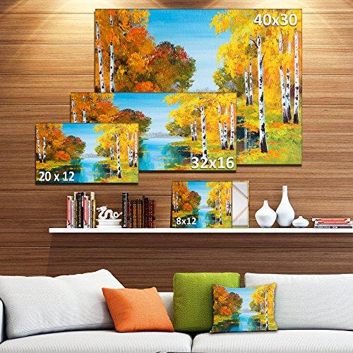 Design Art Birch Forest near the River Landscape on Canvas Art Wall Photgraphy Artwork Print