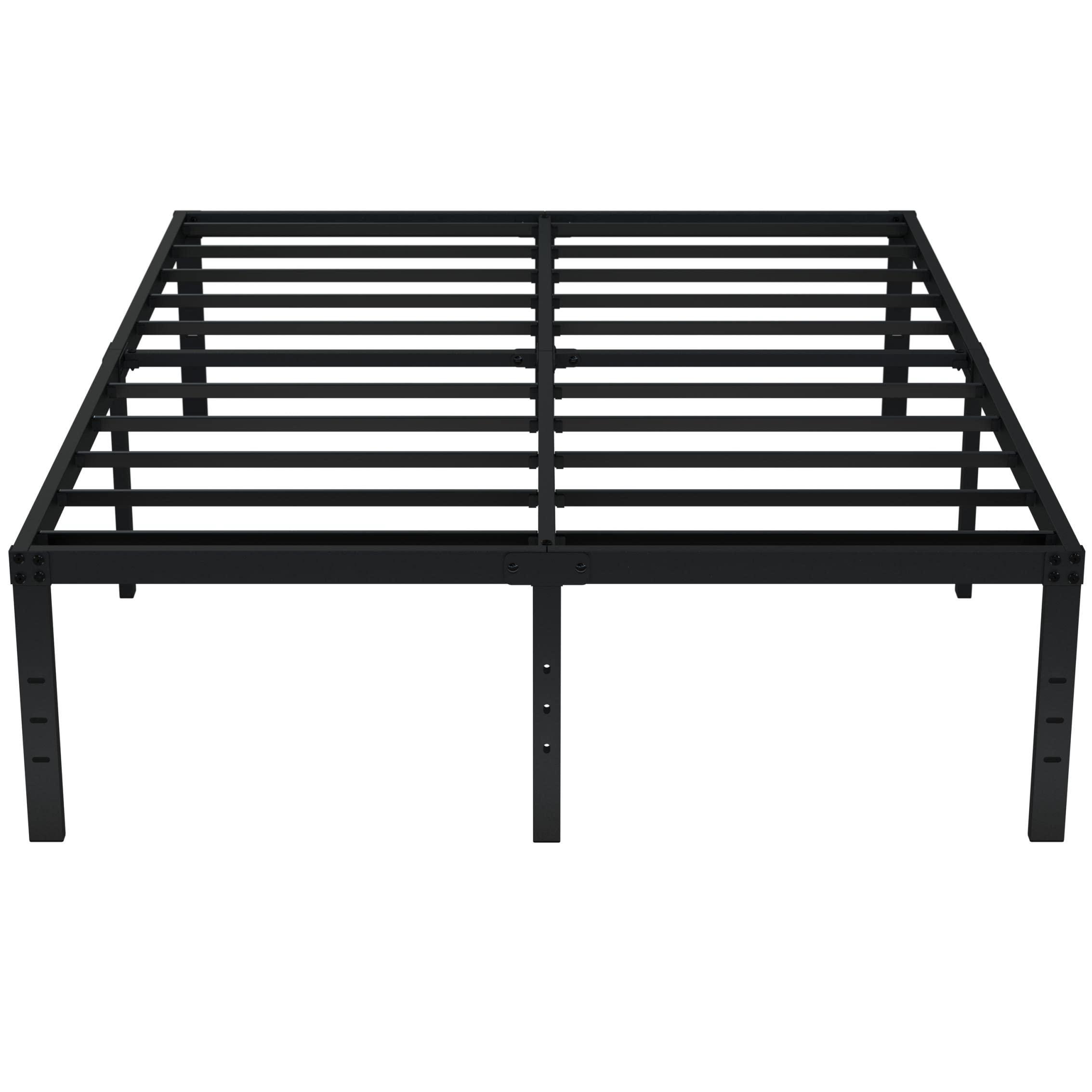 EMODA EMODA Queen Bed Frame No Box Spring Needed 18 Inch Heavy Duty Metal Tall Platform Bed Frame Queen Size with Large Storage Space, Easy Assembly, Black