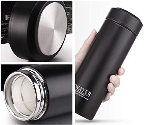 Milepetus Glass Liner Vacuum Flask Stainless Steel Water Bottle Insulated Travel Coffee Mug,11oz,9oz Available(11oz, Black)