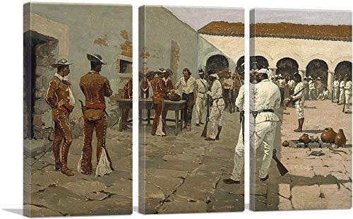 ARTCANVAS ARTCANVAS The Mier Expedition The Drawing Of The Black Bean Canvas Art Print Stretched Framed Painting Picture Poster Giclee Wall Decor by Frederic Remington - 60\" x 40\" (0.75\" Deep) (3-Piece)