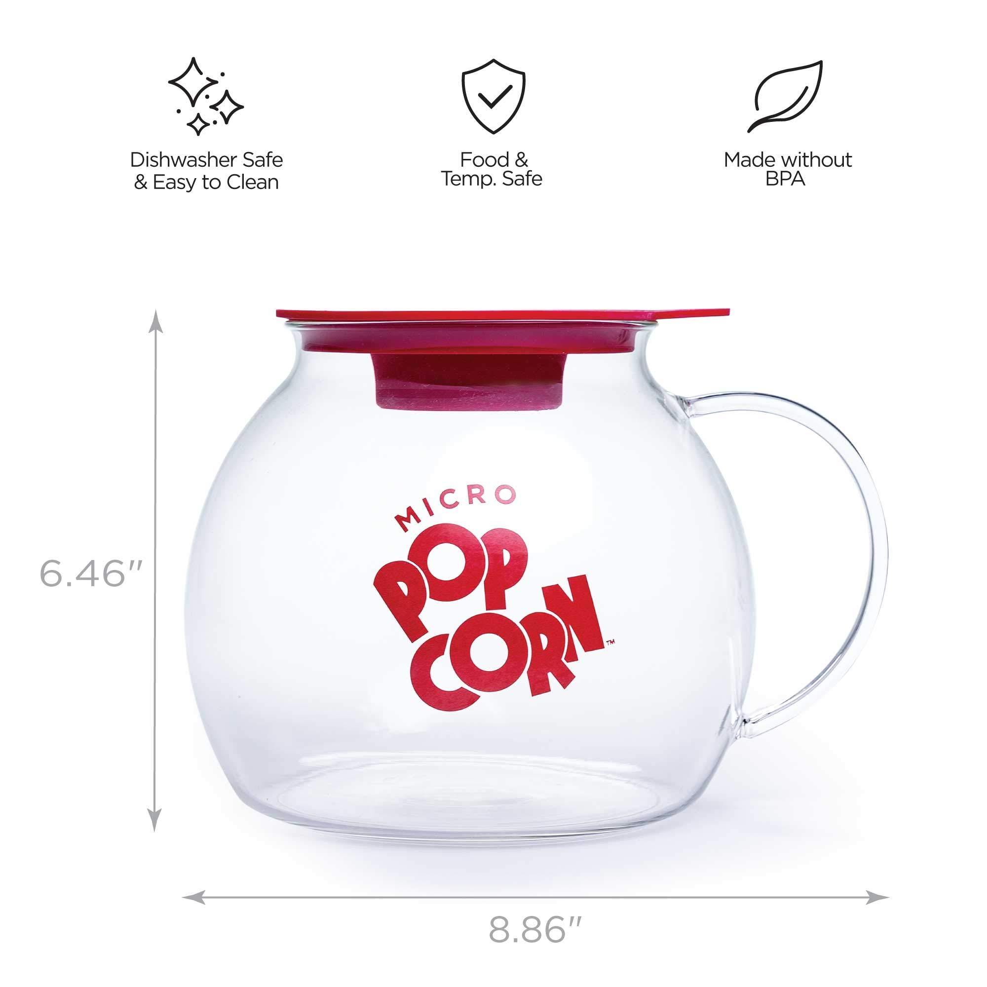 Ecolution Ecolution Micro-Pop Popper, Glass Microwave Popcorn Maker with Dual Function Lid, 3 Qt