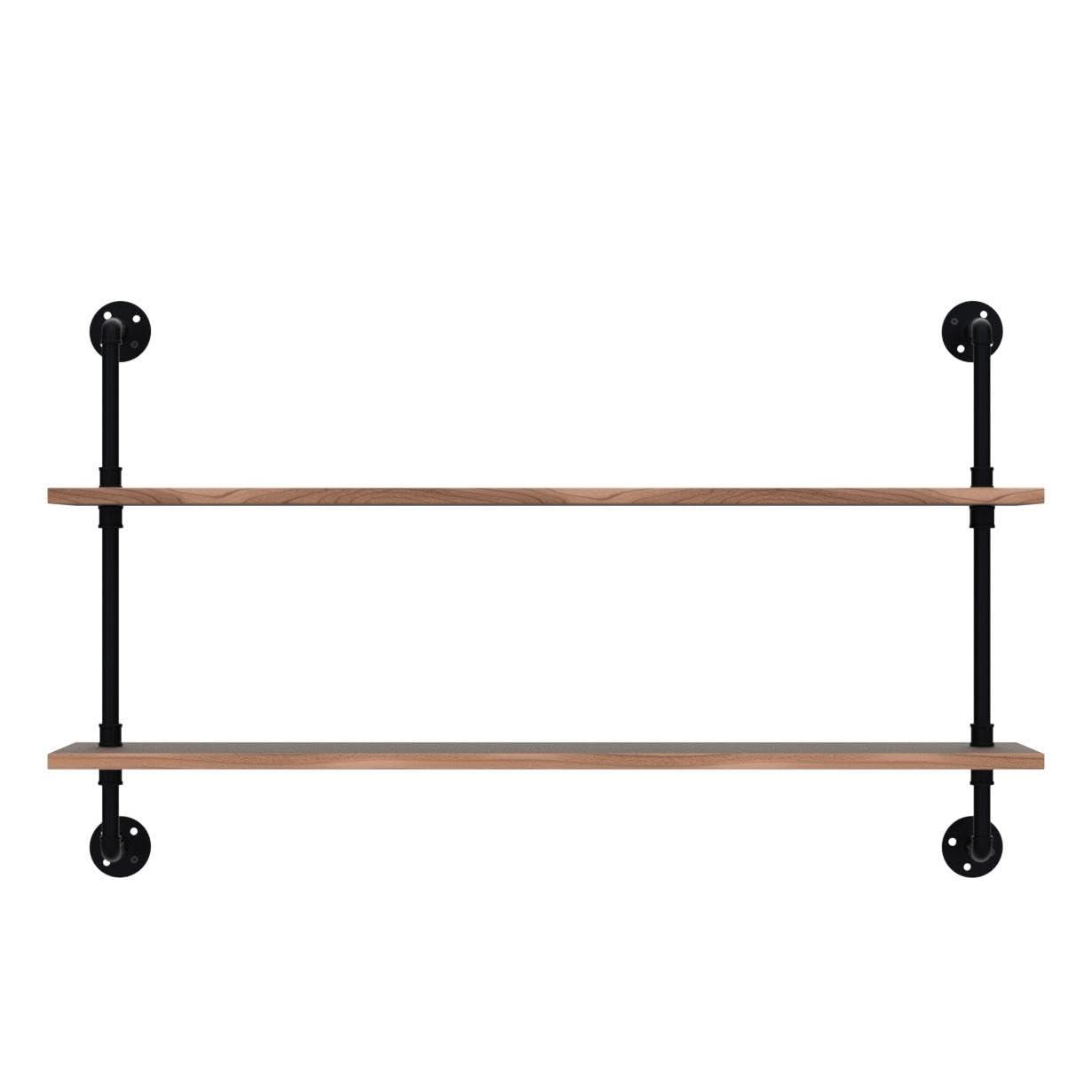 HDDFER Pipe Shelves Industrial Pipe Shelving Shelves Real wood Industrial Floating Pipe Shelves with Wood planks 48 inch Industrial Wall Shelves Rustic Hanging Bookshelf Farmhouse Kitchen Bar Shelving