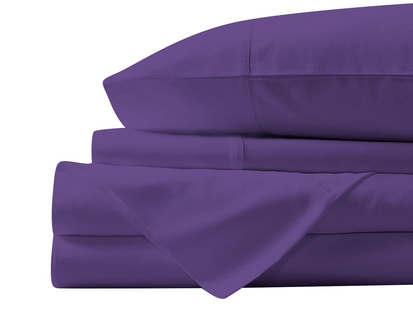Kings Loft Kings Loft Luxury Waterbed Sheets Queen Size 800 Thread Count 100% Cotton 4 Peice 10 Inches Deep Pocket Attached Waterbed Sheet Set in Solid (Purple, Queen)