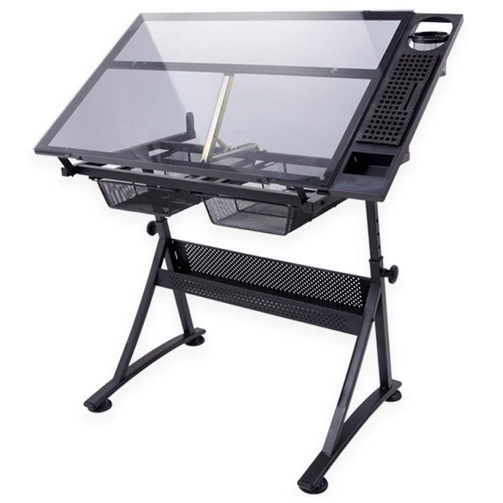 KOHARA KOHARA Drawing Table Tiltable Drawing Table, Adjustable Art Desk, with Storage Craft Table, Drafting Table Glass Panel, Child Adult Drawing Desk beautiful scenery