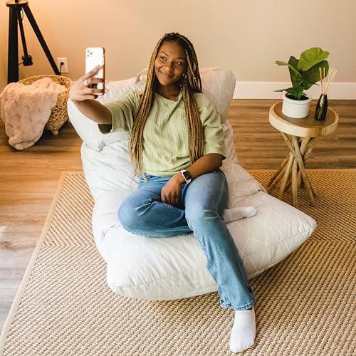 Big Joe Big Joe Roma Bean Bag Chair, Moonstone Tessellation Lenox, Durable Woven Polyester, 3 feet