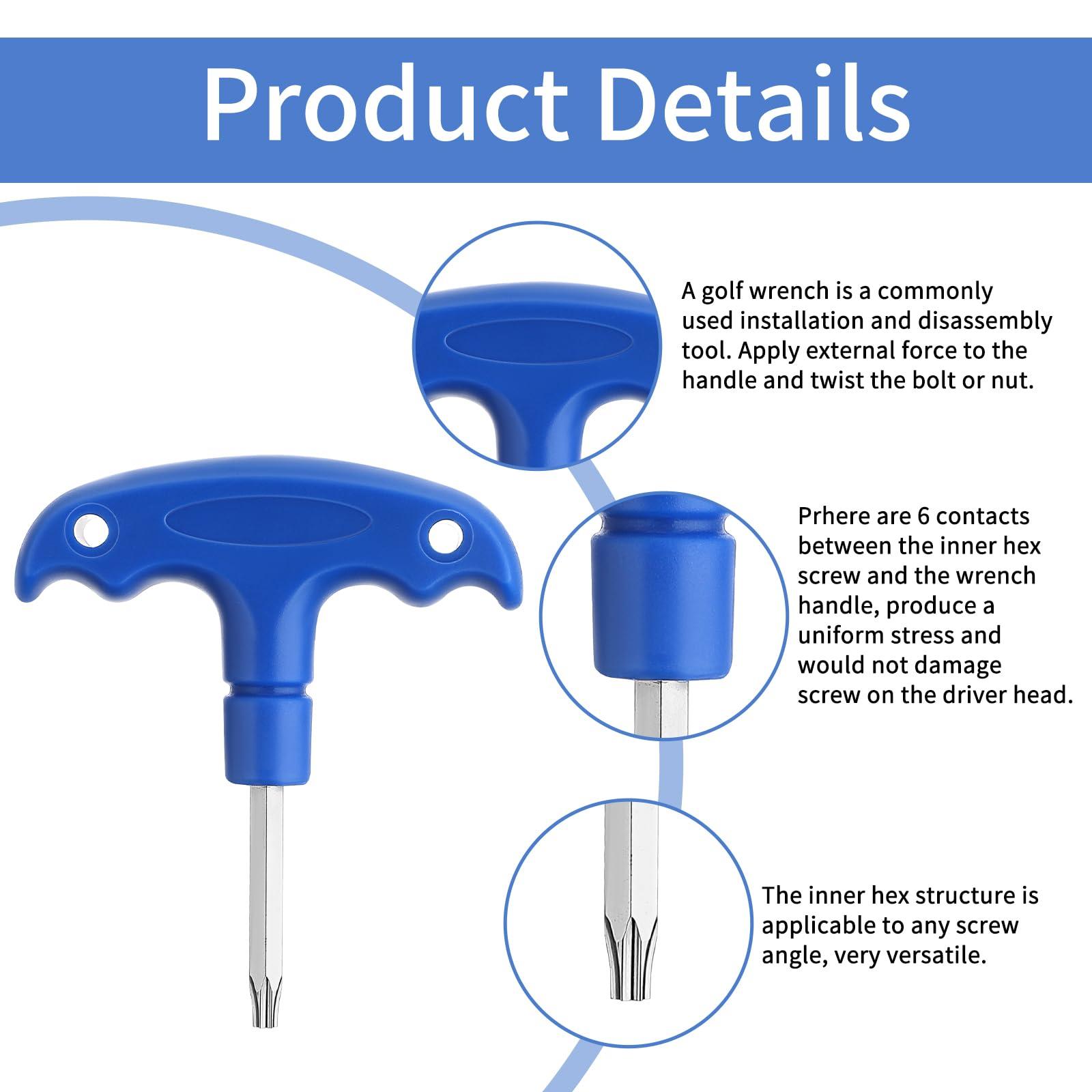Sliverdew Golf Club Wrenches Tools Golf Torque Wrench Golf Head Adjustment Tool Stainless Steel Golf Club Driver Torque Tool with Plastic Handle, T20, Blue