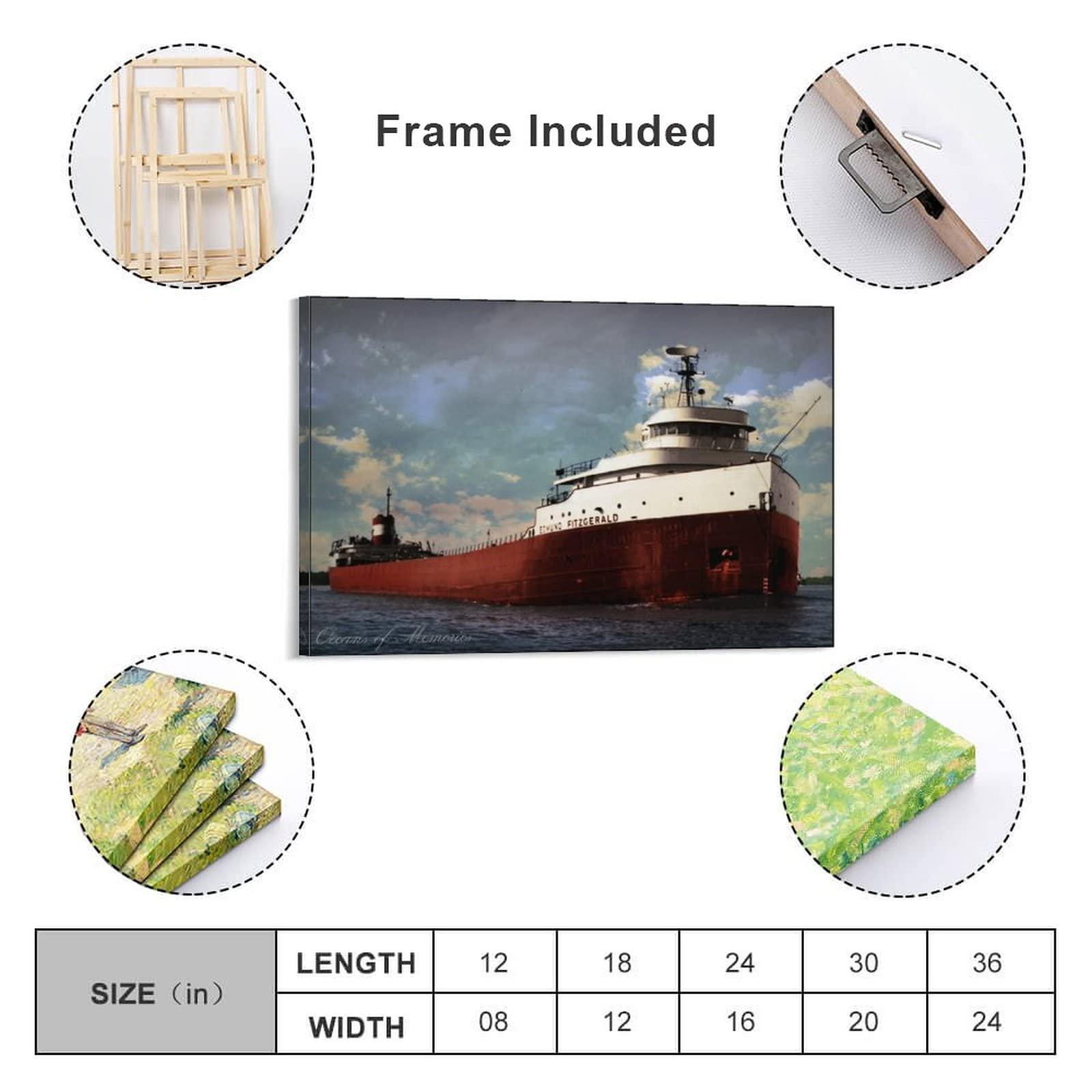 generic Edmund Fitzgerald Ship Painting Poster (4) Wall Art Paintings Canvas Wall Decor Home Decor Living Room Decor Aesthetic Prints 20x30inch(50x75cm) Frame-style