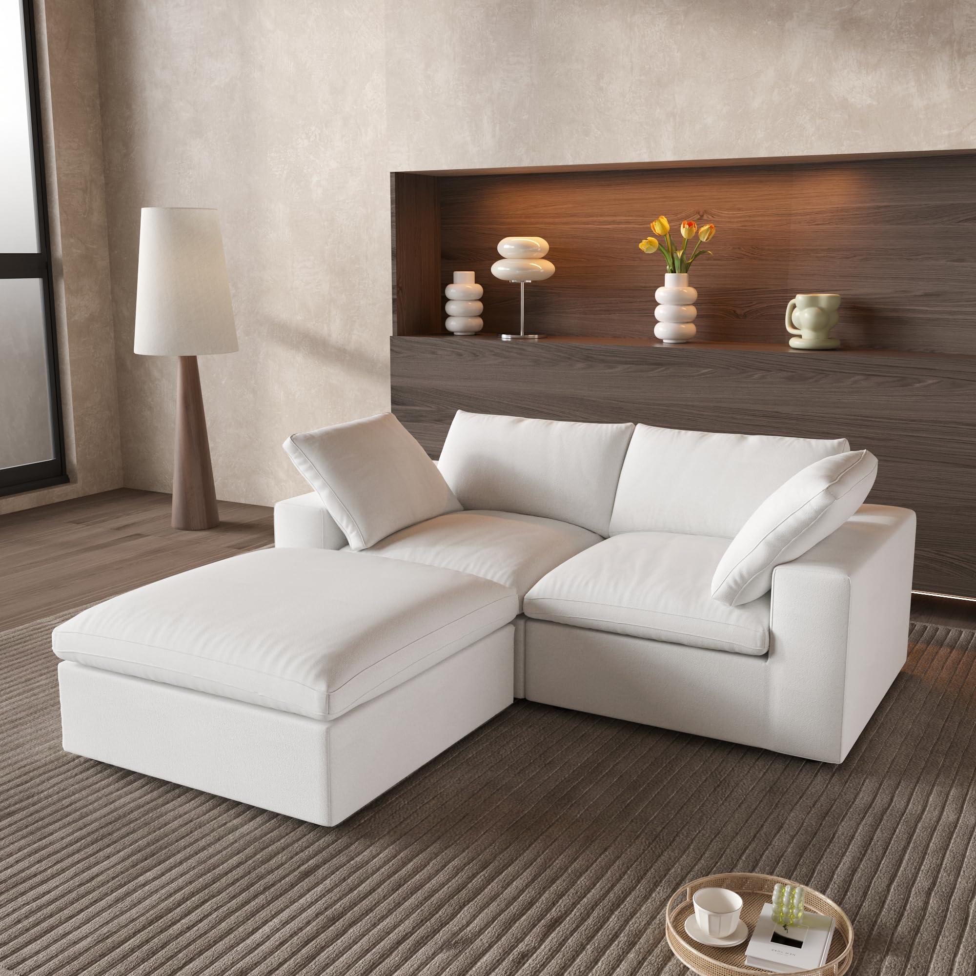 WJShome Cloud Modular Sectional Sofa,80.3\" Down Filled Comfort Sofa Couch for Living Room,2 Seater+ 1Ottoman Couches for Livingroon Apartment,Sofa Cover Washable and Replaceable